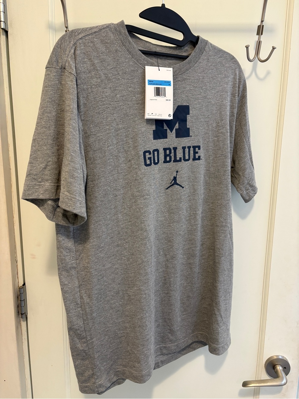 Nike Gray 'Go Blue' Michigan Short Sleeve T-Shirt with Navy Logo